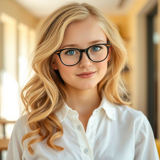 An Irish girl wearing a white blouse with a few buttons unbuttoned, showcasing a casual yet stylish look