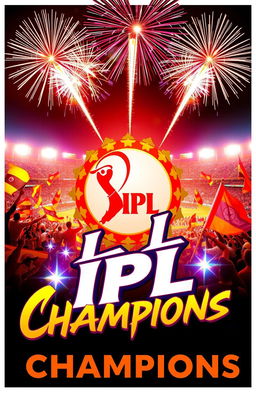 A vibrant and dynamic poster celebrating the IPL victory of the Bangalore cricket team