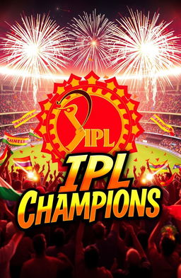 A vibrant and dynamic poster celebrating the IPL victory of the Bangalore cricket team
