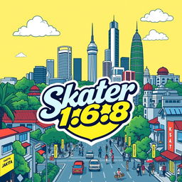 A vibrant illustration of Jakarta, showcasing its iconic skyline and rich cultural elements