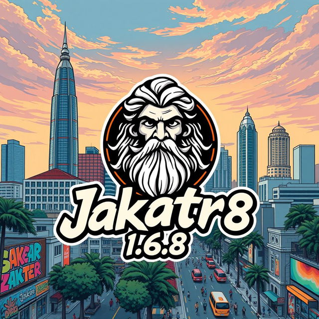 A striking illustration of Jakarta, featuring its iconic skyline and cultural landmarks