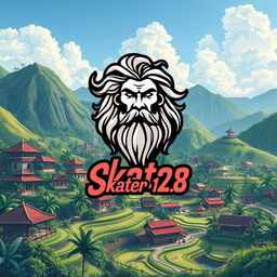 A captivating illustration of Indonesia's culturally rich landscape, featuring iconic elements such as lush rice terraces, vibrant street markets, and traditional architecture