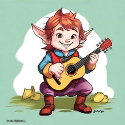 An expertly made digital art representation of a Lotusden halfling who is a bard from the college of satire