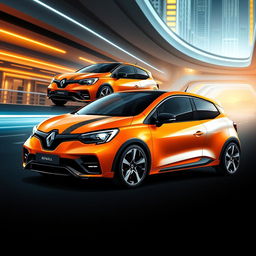 A sleek and futuristic depiction of the next generation Renault 5 turbo cars, showcasing advanced design elements and aerodynamics