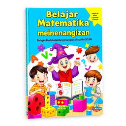A colorful and captivating book cover for the title 'Belajar Matematika dengan Mudah dan Menyenangkan untuk SD/MI'
