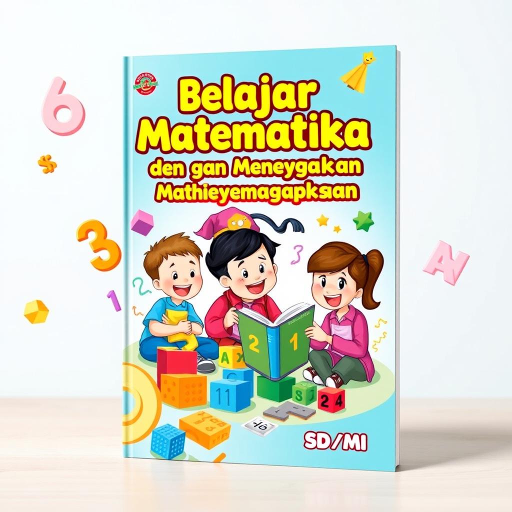 A colorful and captivating book cover for the title 'Belajar Matematika dengan Mudah dan Menyenangkan untuk SD/MI'