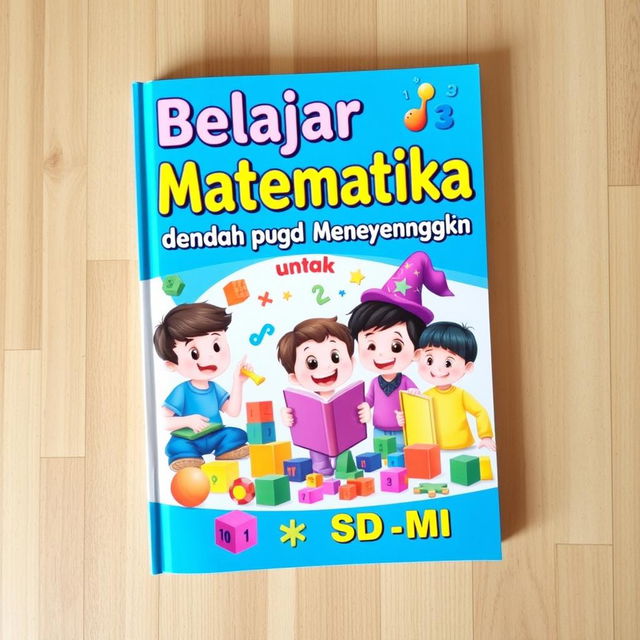 A colorful and captivating book cover for the title 'Belajar Matematika dengan Mudah dan Menyenangkan untuk SD/MI'