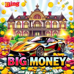 A vibrant, eye-catching lottery scratch-off ticket named 'BIG MONEY'