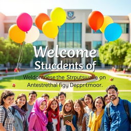 A warm and inviting welcome banner for students of the Anesthesia Technology Department at Al-Tuff University
