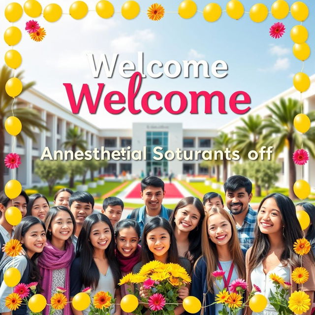 A warm and inviting welcome banner for students of the Anesthesia Technology Department at Al-Tuff University