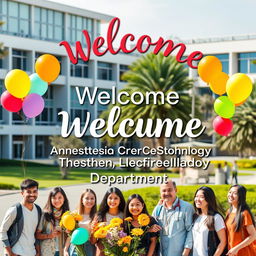 A warm and inviting welcome banner for students of the Anesthesia Technology Department at Al-Tuff University