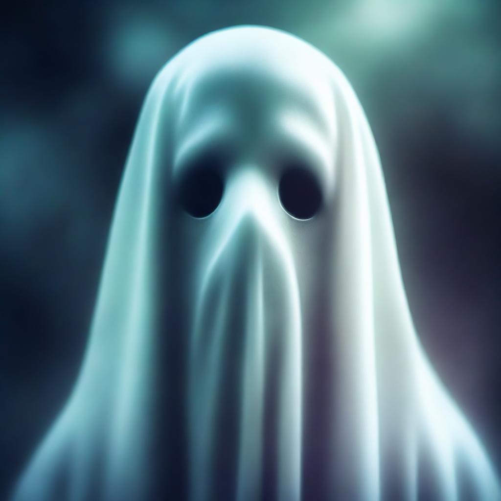 An eerie, high-quality digital art piece featuring a ghost's face