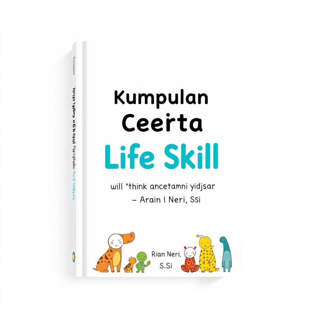 A minimalistic book cover design for the title 'Kumpulan Cerita Life Skill (Kecakapan Hidup) untuk Anak Usia Sekolah Dasar' by Rian Neri, S