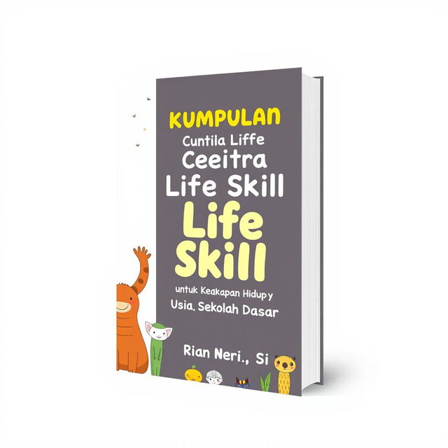 A minimalistic book cover design for the title 'Kumpulan Cerita Life Skill (Kecakapan Hidup) untuk Anak Usia Sekolah Dasar' by Rian Neri, S