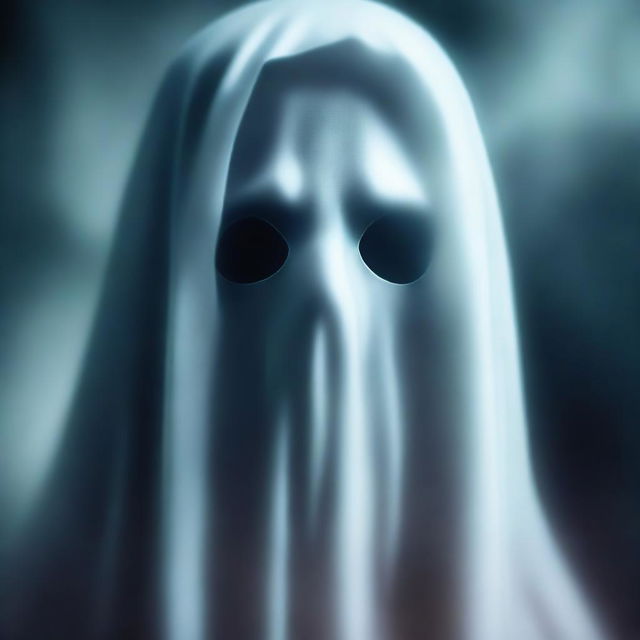 An eerie, high-quality digital art piece featuring a ghost's face