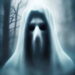 An eerie, high-quality digital art piece featuring a ghost's face