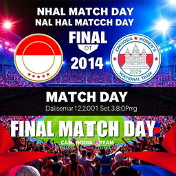 A vibrant and dynamic poster for the final match day featuring the Indonesia Women National Team versus Cambodia Women National Team