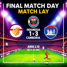 A vibrant and dynamic poster for the final match day featuring the Indonesia Women National Team versus Cambodia Women National Team