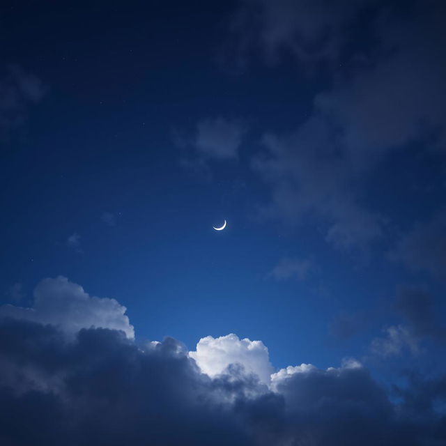 A serene night sky filled with soft, fluffy clouds illuminated by a gentle glow