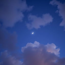 A serene night sky filled with soft, fluffy clouds illuminated by a gentle glow