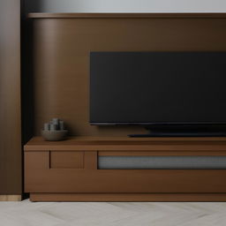 A simple yet luxurious TV unit, with sleek lines, rich materials, and minimalistic design elements.