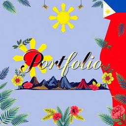 A visually striking cover page design for a portfolio, tailored for a Filipino audience