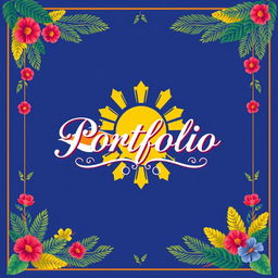 A visually striking cover page design for a portfolio, tailored for a Filipino audience