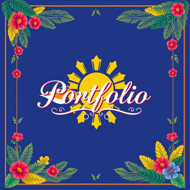 A visually striking cover page design for a portfolio, tailored for a Filipino audience