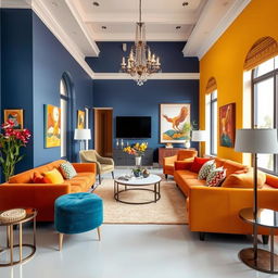 Stunning interior design of beautiful rooms featuring contrasting color combinations in furniture and walls