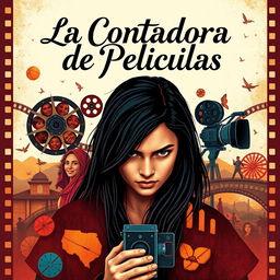 A captivating movie poster inspired by the film 'La Contadora de Peliculas'