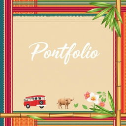 A captivating cover page design for a portfolio centered around Filipino subjects, seamlessly integrating cultural elements that reflect the Philippines' rich heritage
