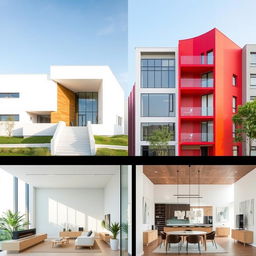 Modern architectural designs featuring simple and minimalist colors such as white and earthy tones