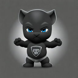 An adorable digital art piece featuring a baby version of the Black Panther, a Marvel character, wearing an Oakland Raiders shirt