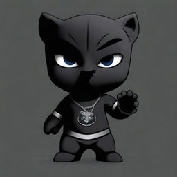 An adorable digital art piece featuring a baby version of the Black Panther, a Marvel character, wearing an Oakland Raiders shirt