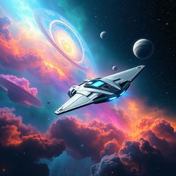 A breathtaking digital art scene depicting an expansive space exploration setting for a sci-fi book cover