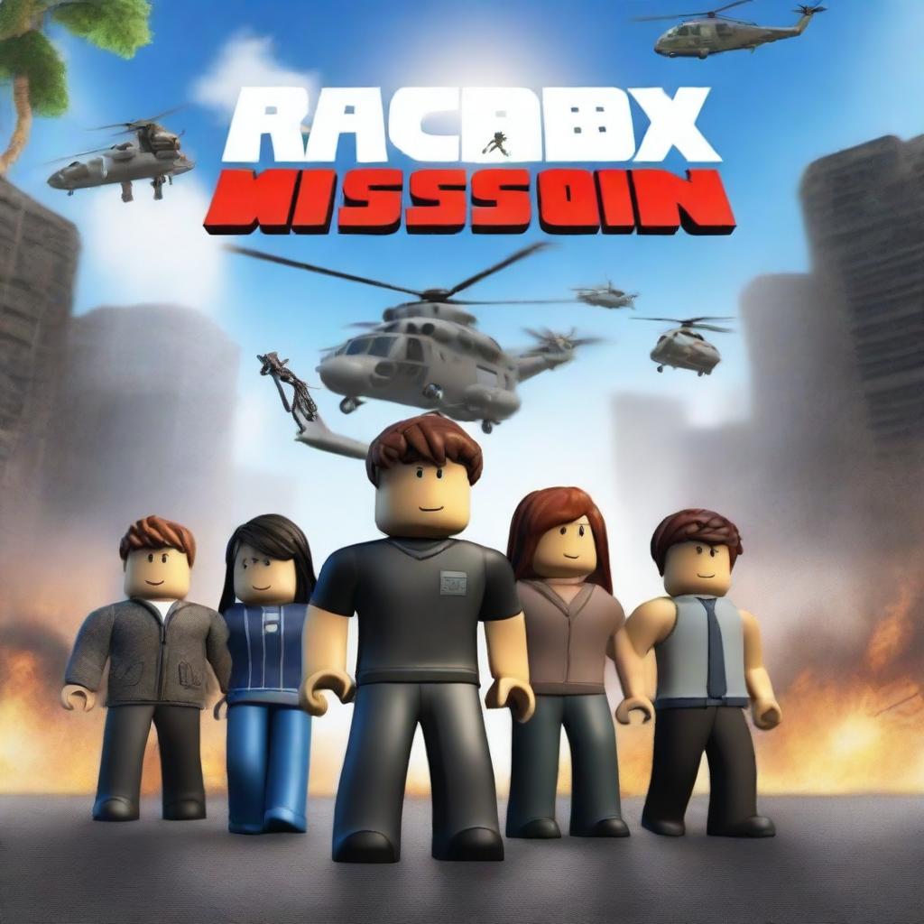 A digital art image of a movie poster for the Roblox game 'Blackhawk Rescue Mission 5', now with more realistic portrayals of the game's characters