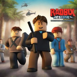 A digital art image of a movie poster for the Roblox game 'Blackhawk Rescue Mission 5', now with more realistic portrayals of the game's characters