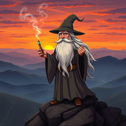 A whimsical depiction of Gandalf the Grey, the iconic wizard from J