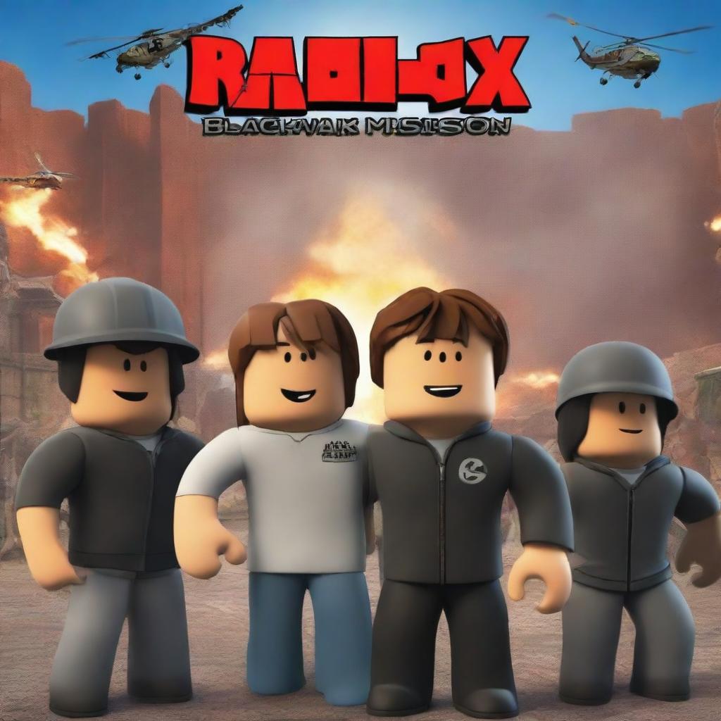 An enhanced digital art image of a movie poster for the Roblox game 'Blackhawk Rescue Mission 5'