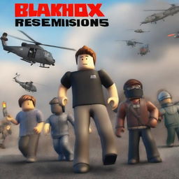 An enhanced digital art image of a movie poster for the Roblox game 'Blackhawk Rescue Mission 5'