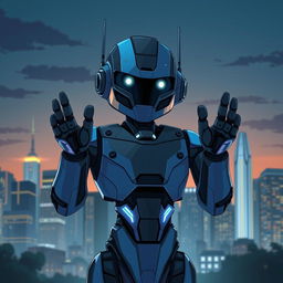 A highly detailed illustration of a futuristic robot designed as a tribute to social justice, inspired by the legacy of George Floyd