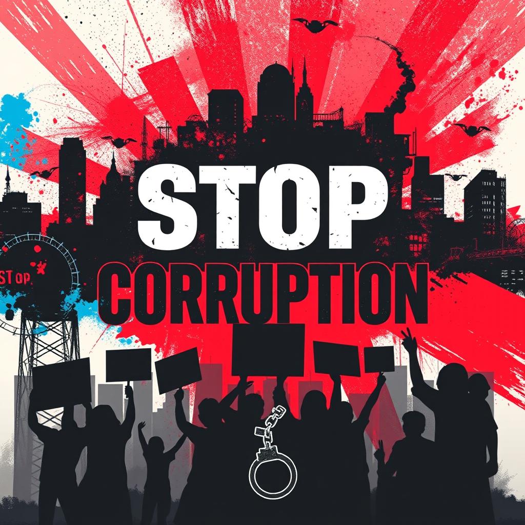 A powerful and striking poster design advocating for the message 'Stop Corruption'