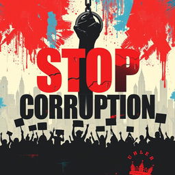 A powerful and striking poster design advocating for the message 'Stop Corruption'