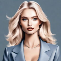 A high-quality digital art image featuring a blonde Instagram model