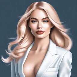 A high-quality digital art image featuring a blonde Instagram model