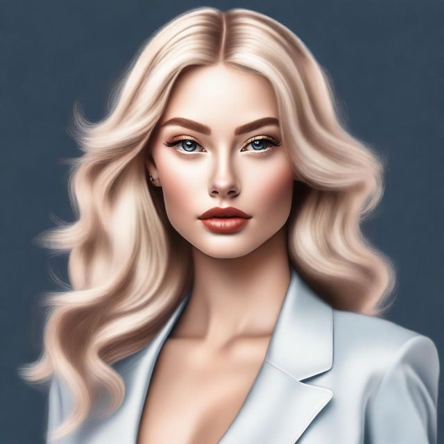 A high-quality digital art image featuring a blonde Instagram model