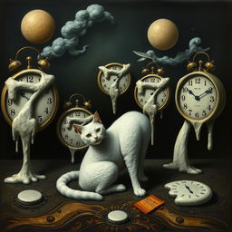A surrealistic artwork inspired by Salvador Dali's 'The Persistence of Memory' theme, featuring a dark color palette