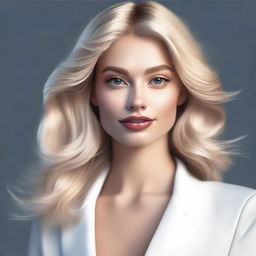 A high-definition, realistic digital art image of a blonde Instagram model