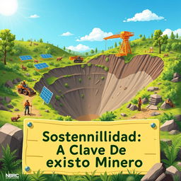 A visually striking and informative illustration representing the concept of sustainability as the key to mining success