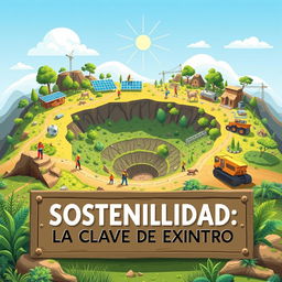 A visually striking and informative illustration representing the concept of sustainability as the key to mining success